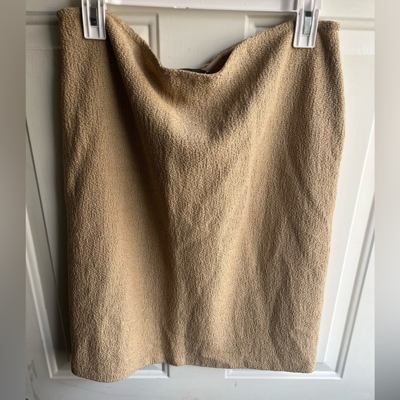 St. John Women’s Wool Blend Tan Knit‎ Side Zip Pencil Skirt Size 14 - Picture 2 of 4